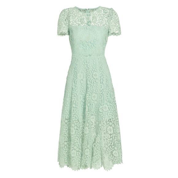 chinese dress ladies Pink Organza Lace Midi Dress  self-portrait